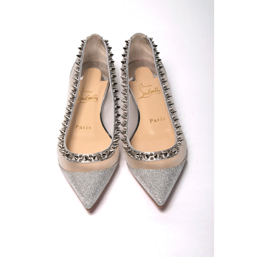 Christian Louboutin Silver Flat Point Toe Shoe