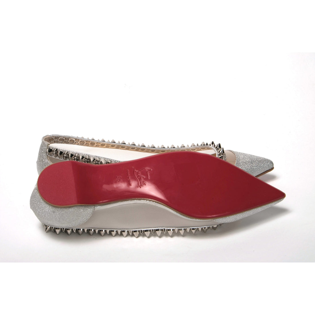 Christian Louboutin Silver Flat Point Toe Shoe