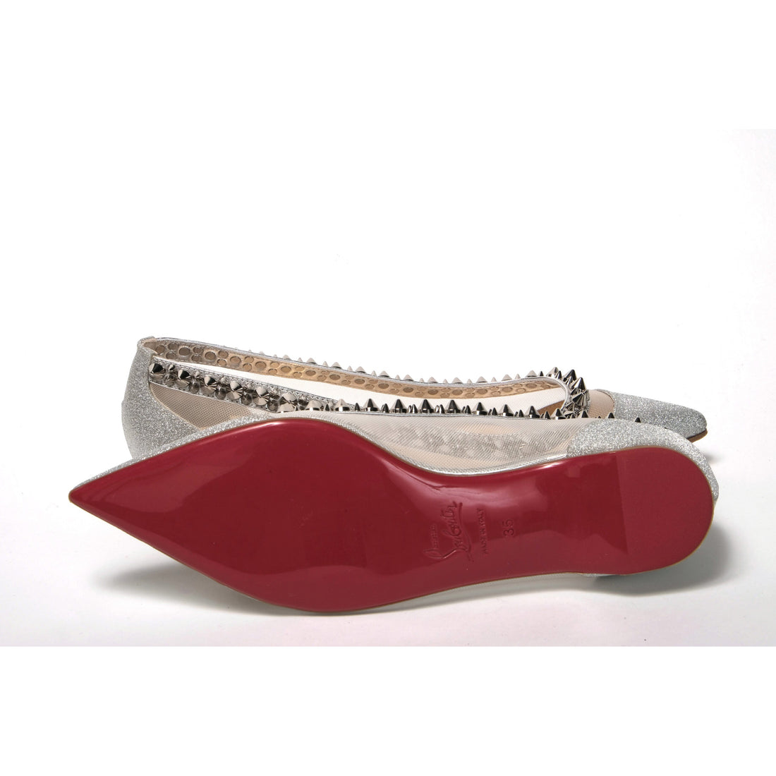 Christian Louboutin Silver Flat Point Toe Shoe