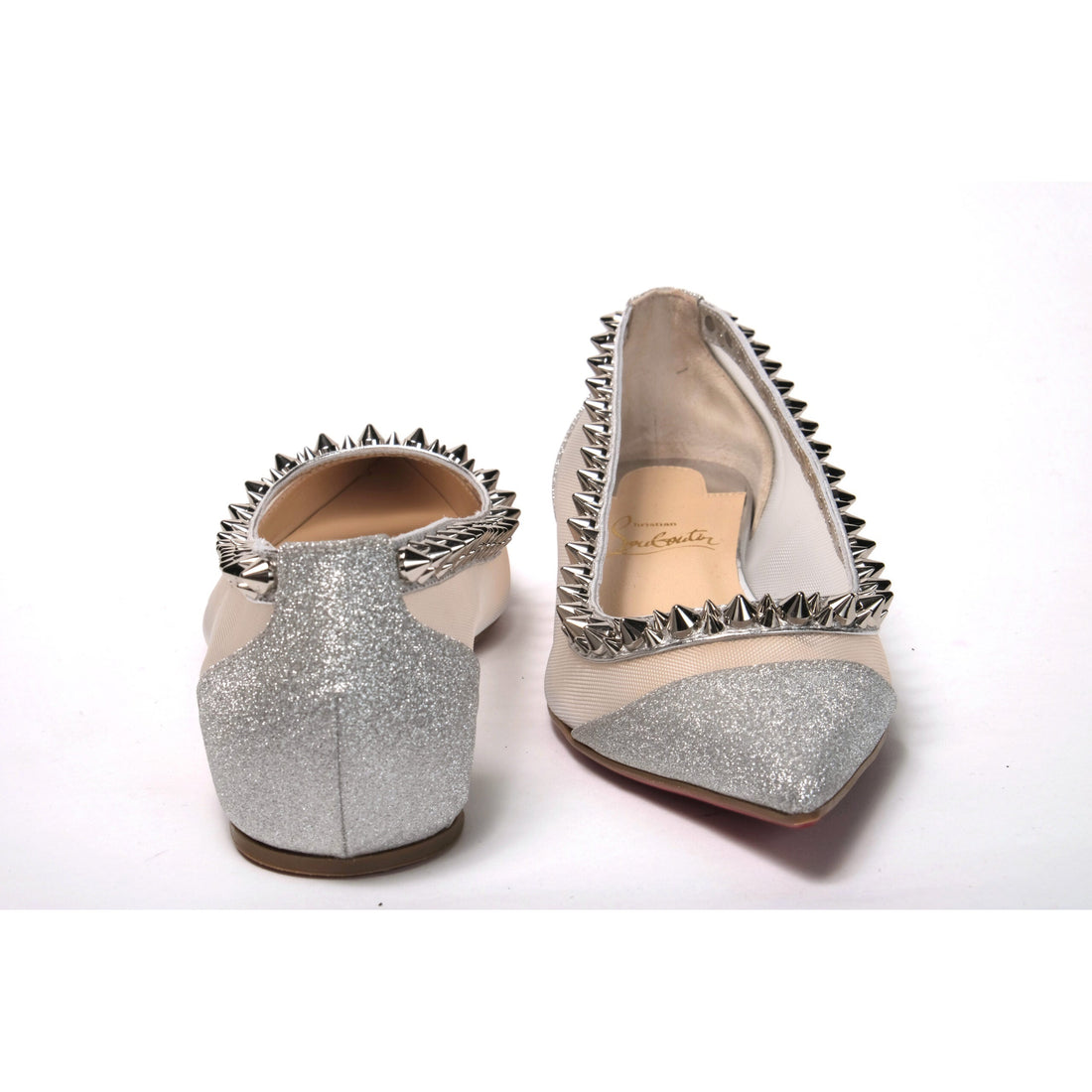 Christian Louboutin Silver Flat Point Toe Shoe