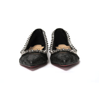 Christian Louboutin Black Silver Flat Point Toe Shoe