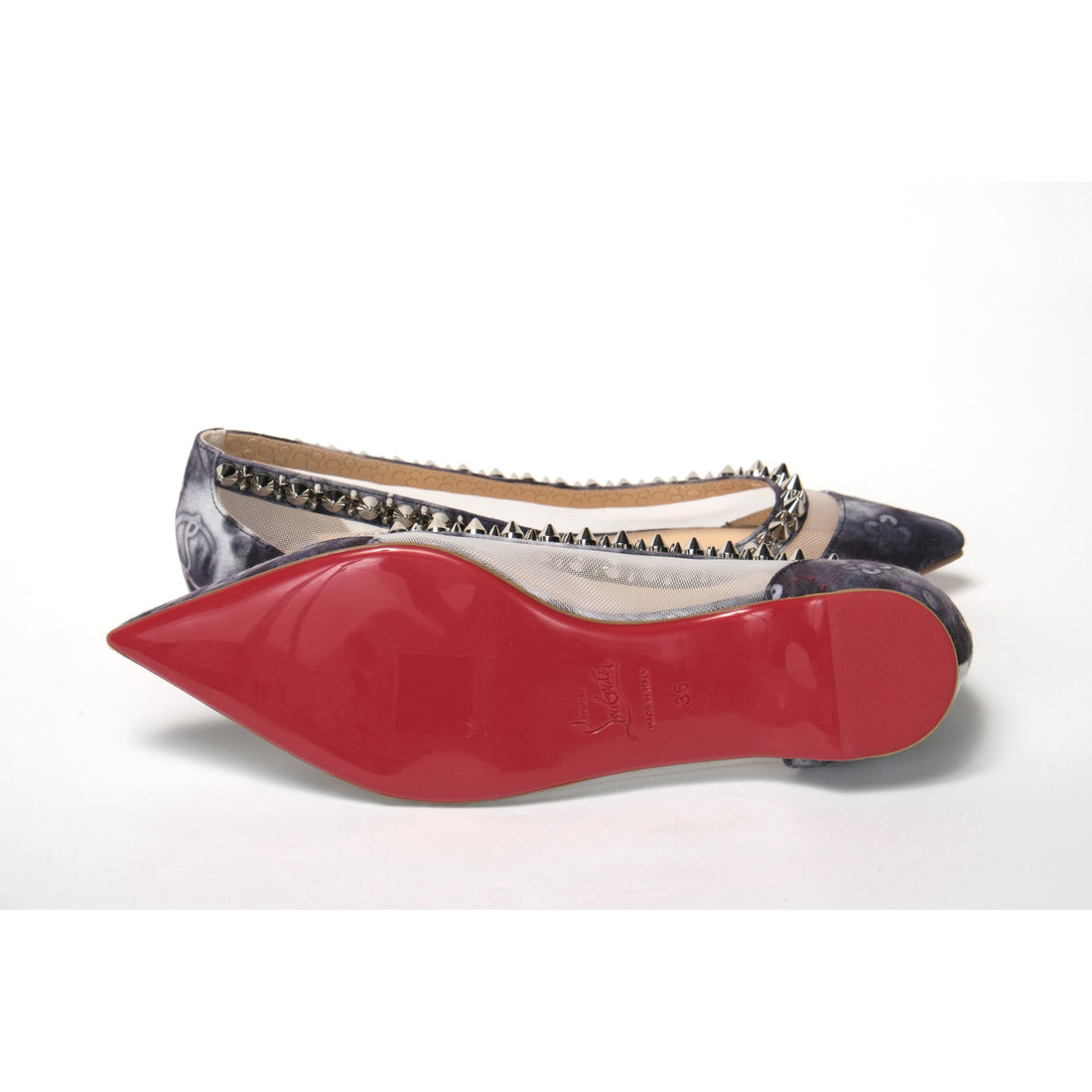 Christian Louboutin Multicolor Print Silver Flat Point Toe Shoe