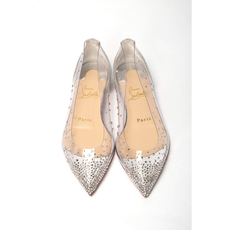 Christian Louboutin Silver Crystals Flat Point Toe Shoe