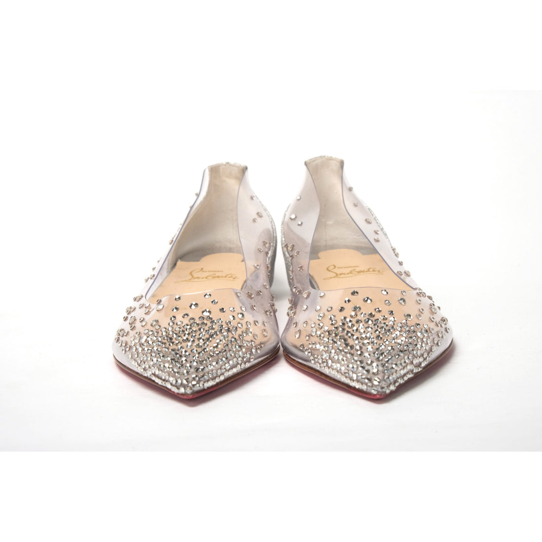 Christian Louboutin Silver Crystals Flat Point Toe Shoe