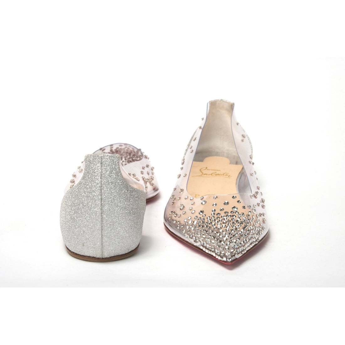 Christian Louboutin Silver Crystals Flat Point Toe Shoe