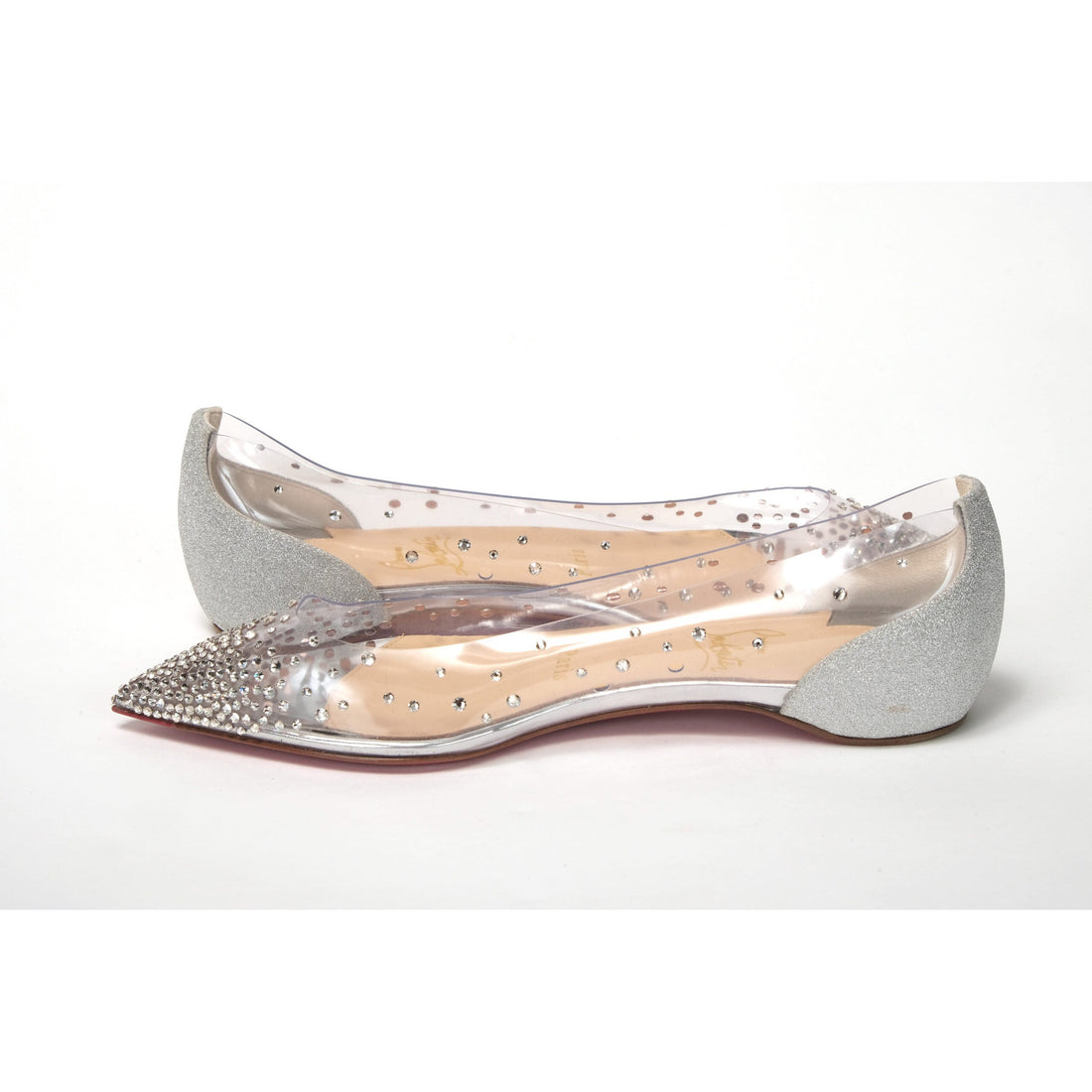 Christian Louboutin Silver Crystals Flat Point Toe Shoe