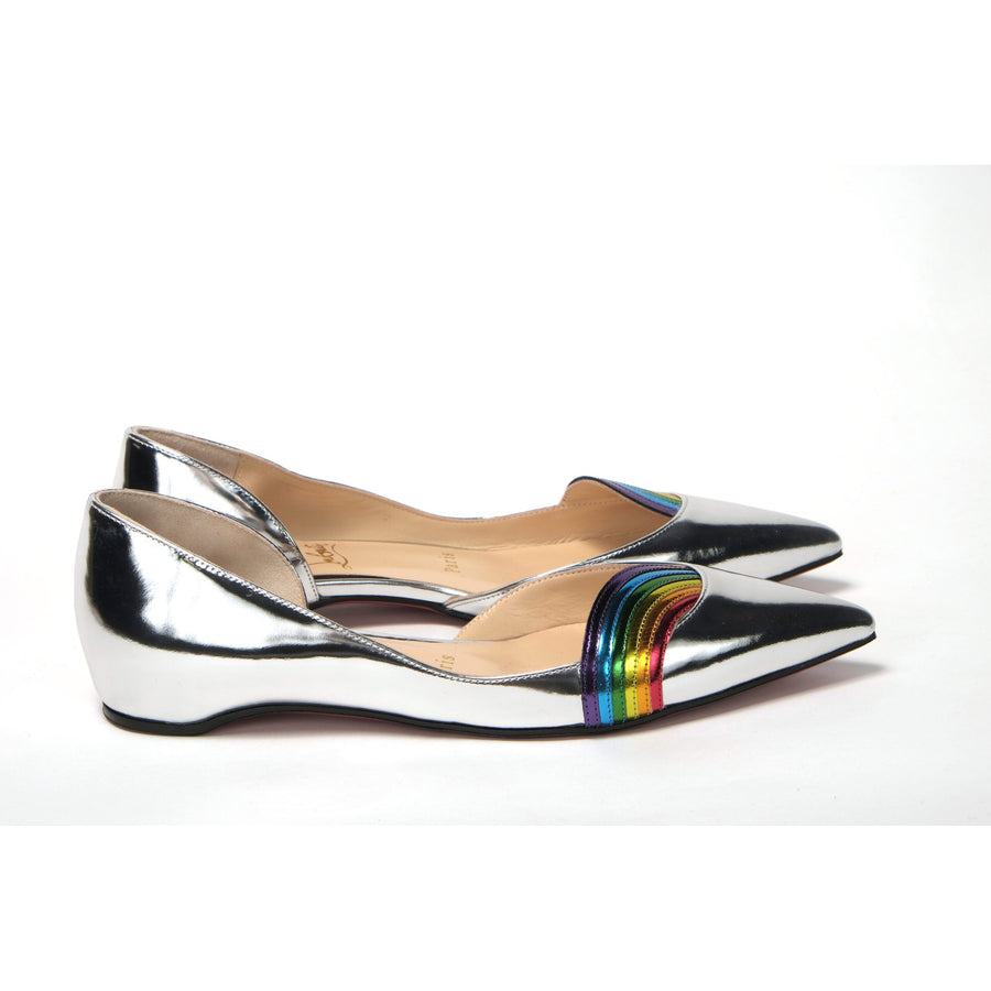 Christian Louboutin Silver Patentleather Flat Point Toe Shoe