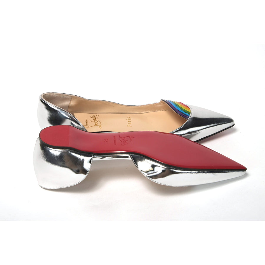 Christian Louboutin Silver Patentleather Flat Point Toe Shoe