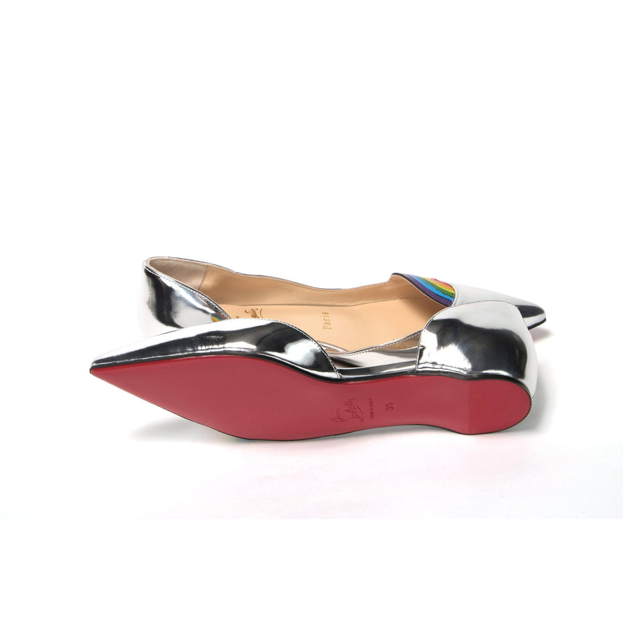 Christian Louboutin Silver Patentleather Flat Point Toe Shoe