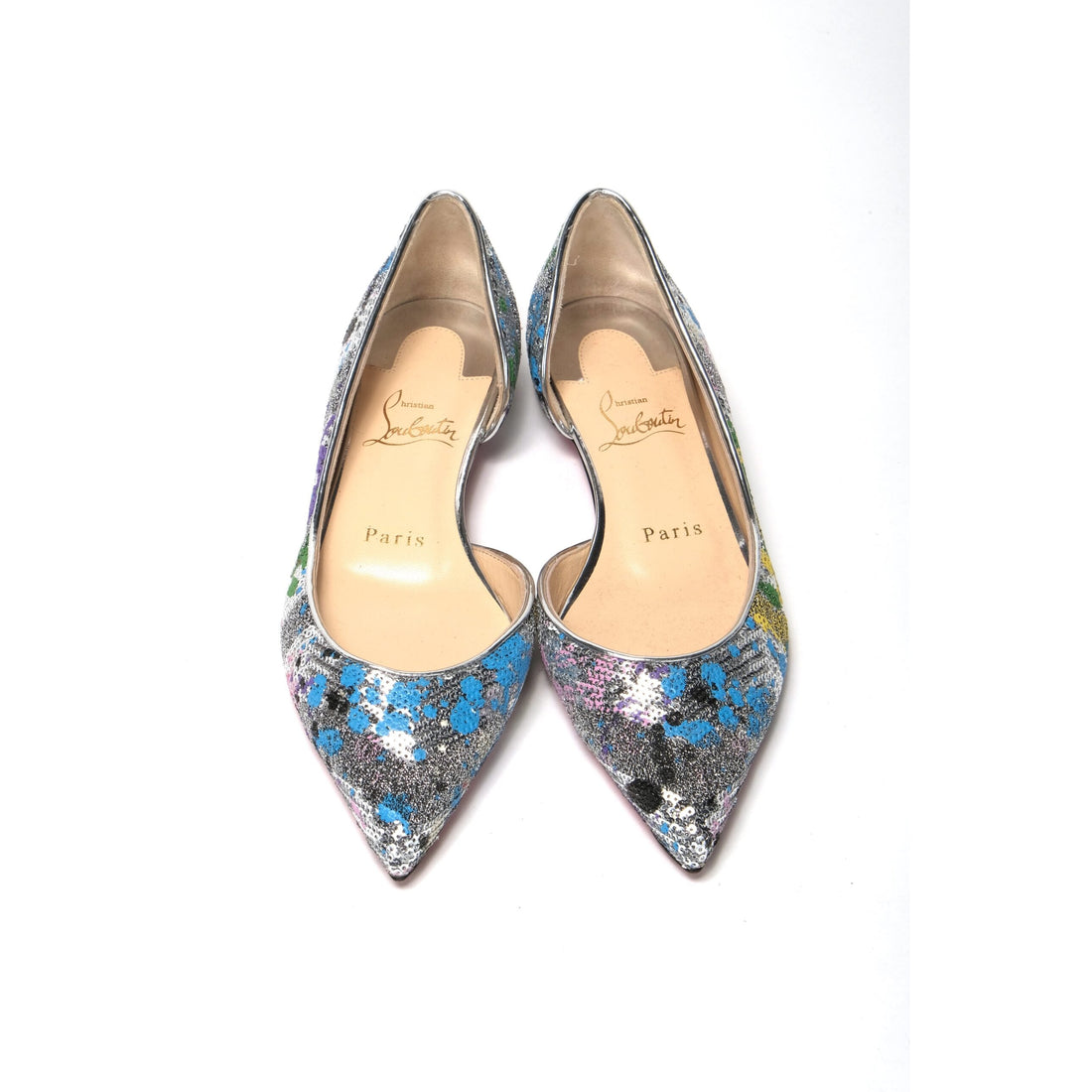 Christian Louboutin Multicolor Silver Flat Point Toe Shoe