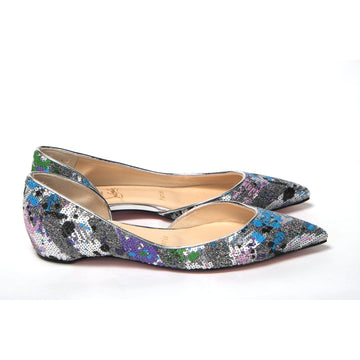 Christian Louboutin Multicolor Silver Flat Point Toe Shoe