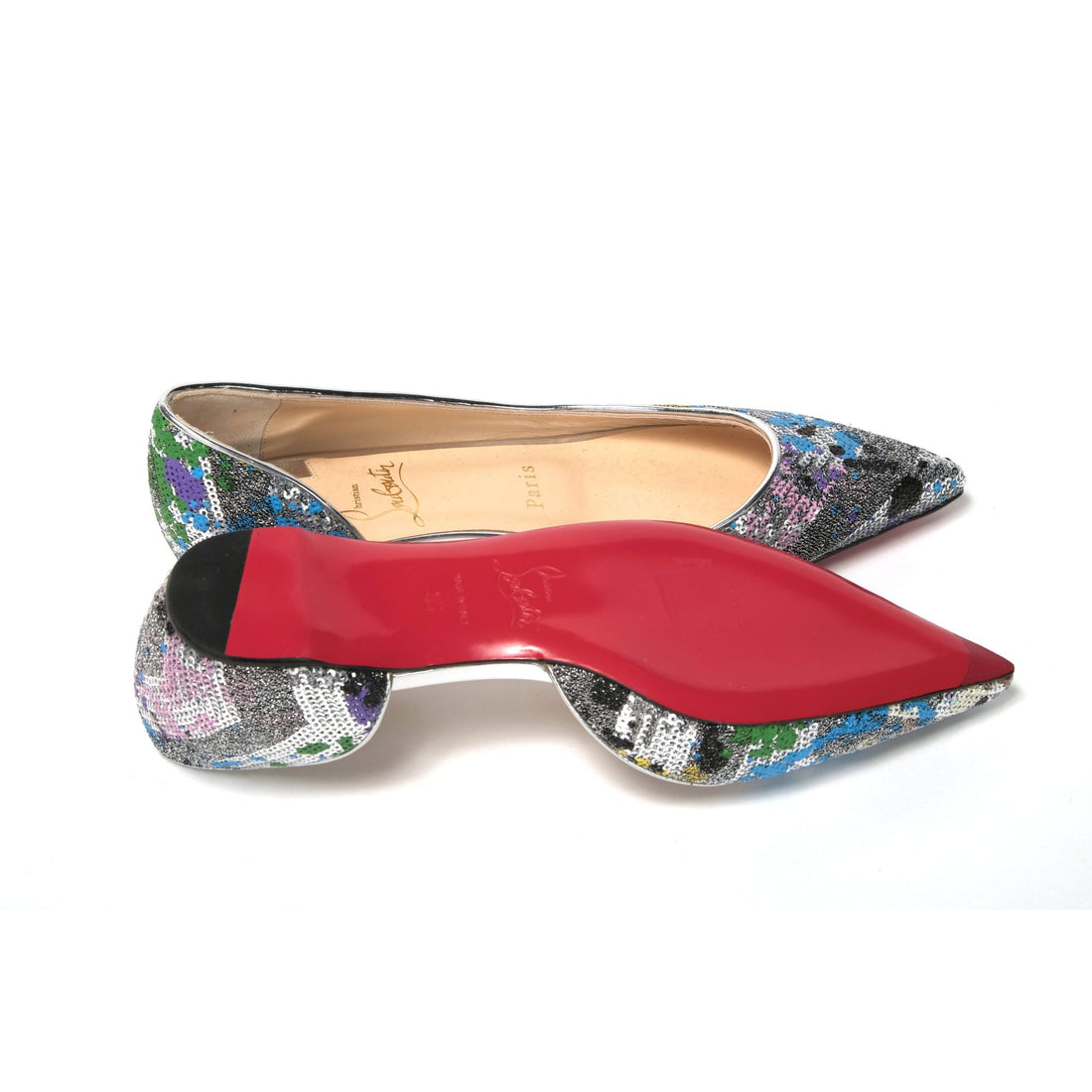 Christian Louboutin Multicolor Silver Flat Point Toe Shoe