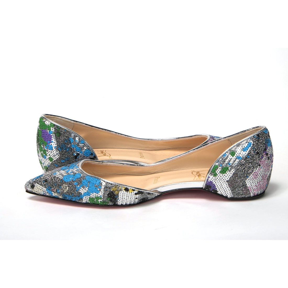 Christian Louboutin Multicolor Silver Flat Point Toe Shoe