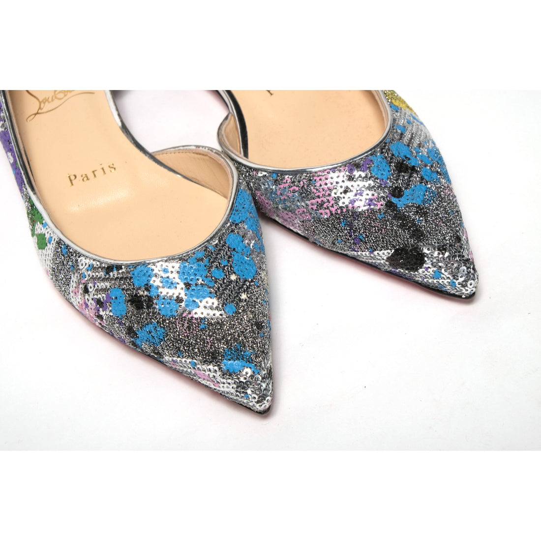 Christian Louboutin Multicolor Silver Flat Point Toe Shoe