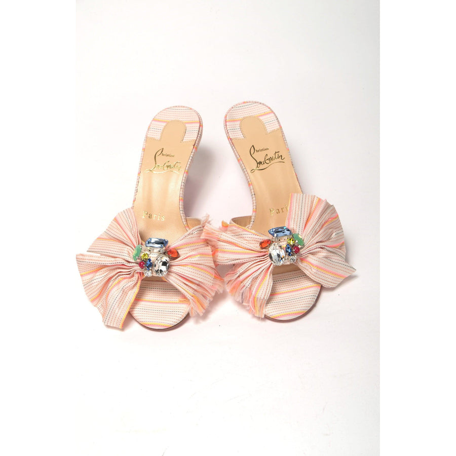 Christian Louboutin Multicolor Kitten Heel Studded Flat Shoes