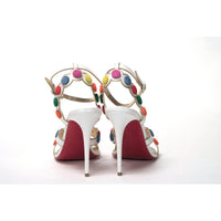 Christian Louboutin White Multicolor Spot Design High Heels Shoes Sandal