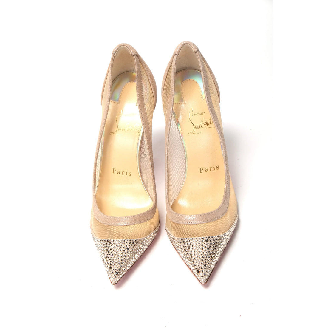 Christian Louboutin Version Nude Embellished High Heels Pumps