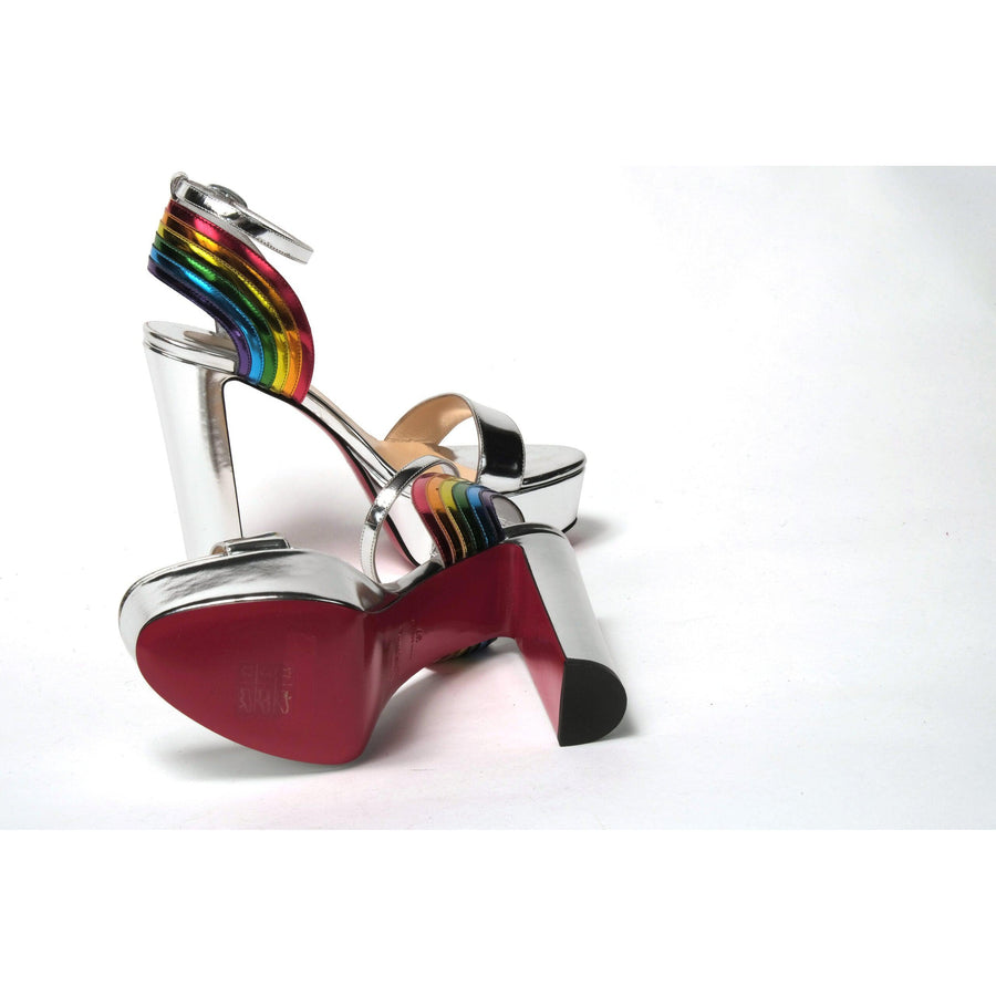 Christian Louboutin Silver/Multi Arendisc Alta Platform Heel