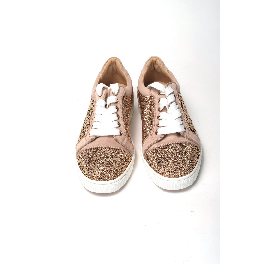 Christian Louboutin Antoinette Rose Gold Embellished Sneakers