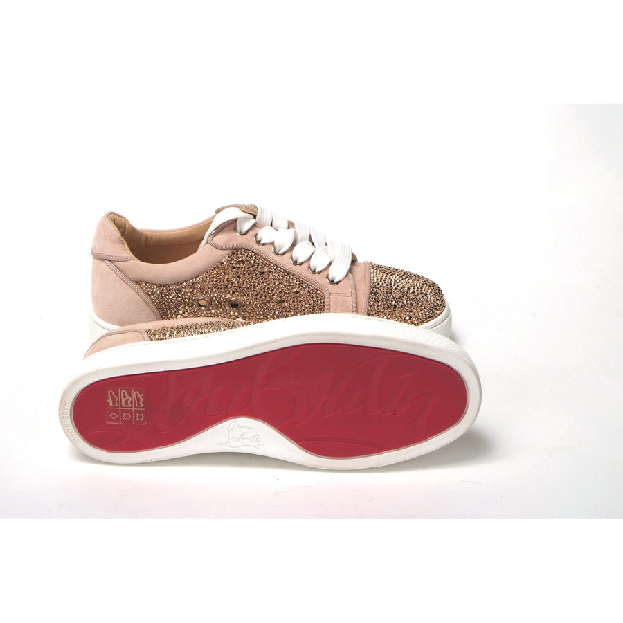 Christian Louboutin Antoinette Rose Gold Embellished Sneakers