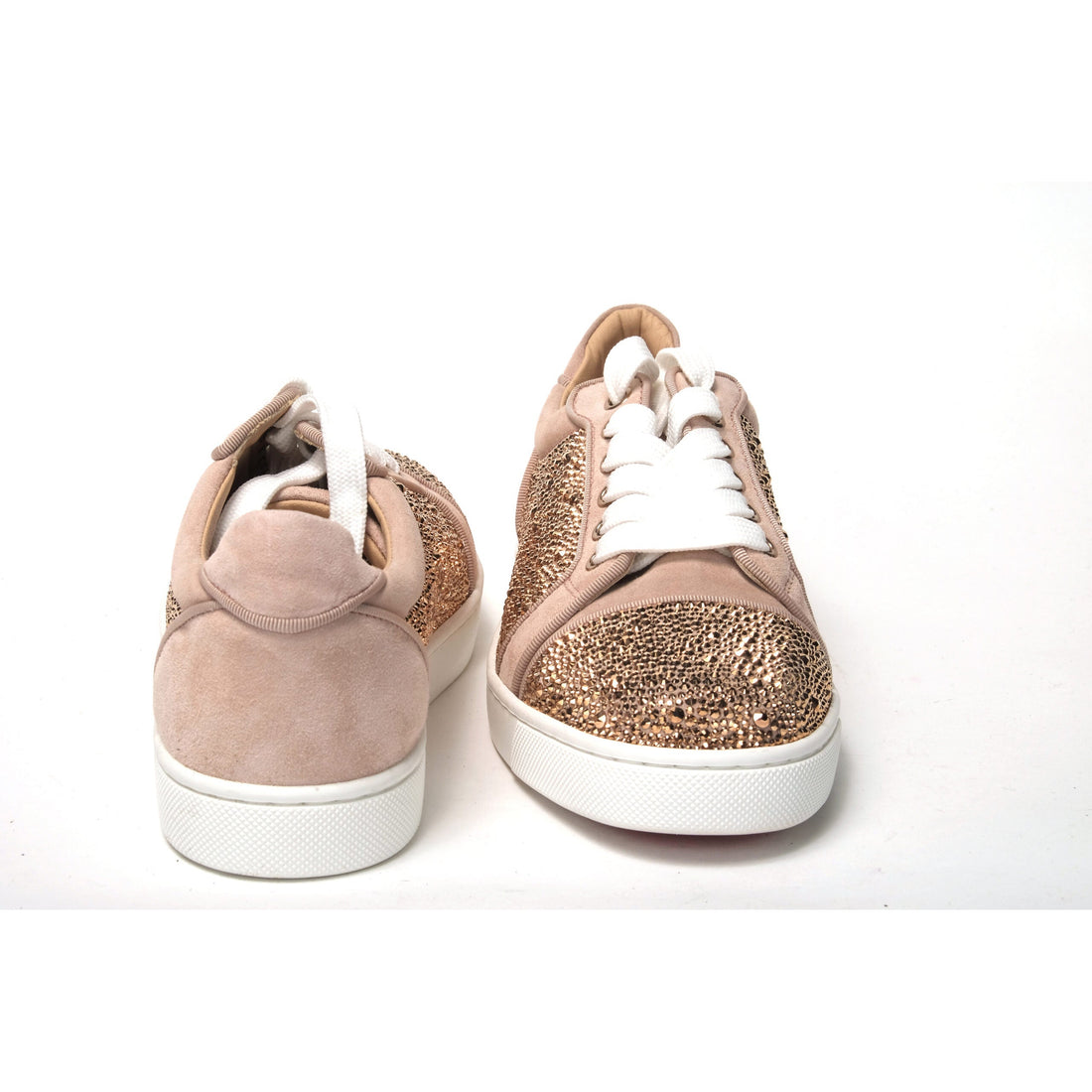 Christian Louboutin Antoinette Rose Gold Embellished Sneakers