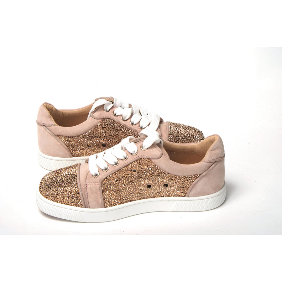 Christian Louboutin Antoinette Rose Gold Embellished Sneakers