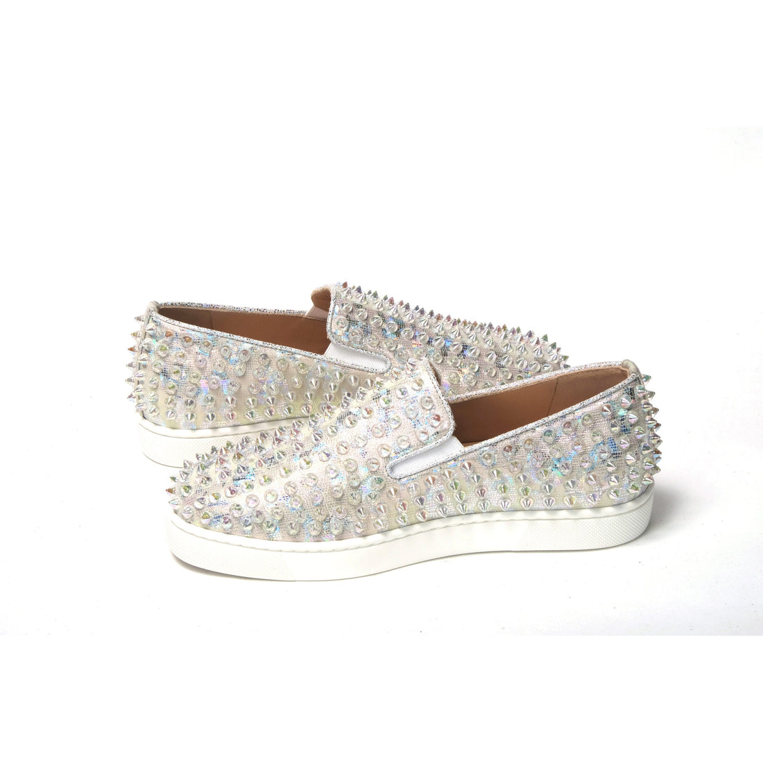 Christian Louboutin White Ab/Clear Ab Roller Boat Woman Flat Sneaker