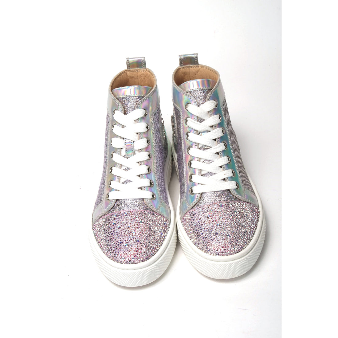 Christian Louboutin Ab/Silver Super Lou Strass Fla Sneakers