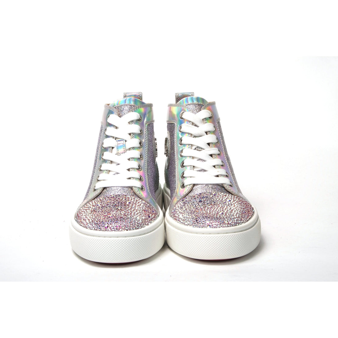 Christian Louboutin Ab/Silver Super Lou Strass Fla Sneakers