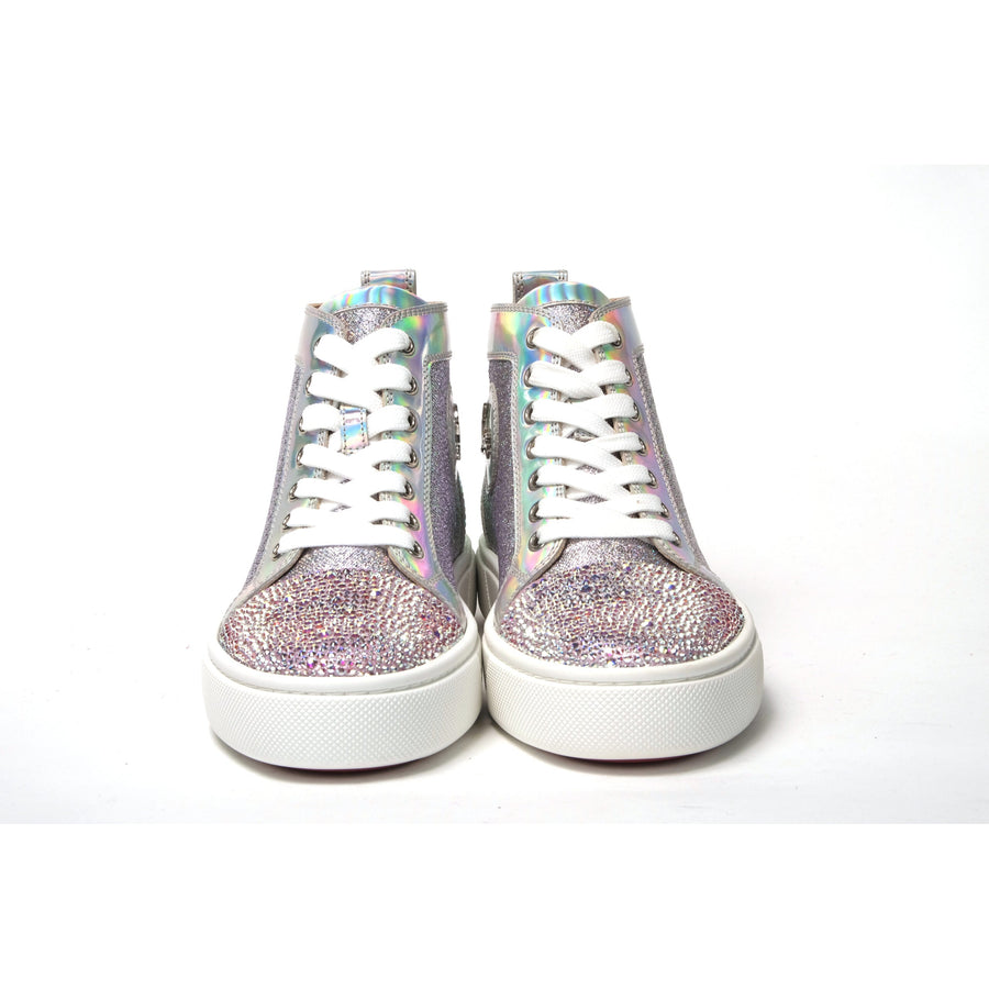 Christian Louboutin Ab/Silver Super Lou Strass Fla Sneakers