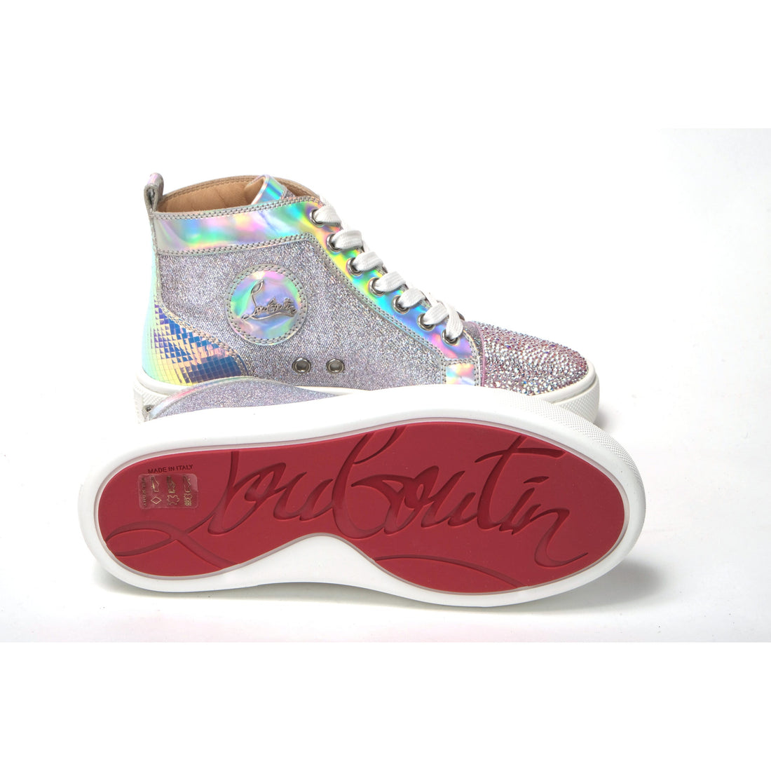 Christian Louboutin Ab/Silver Super Lou Strass Fla Sneakers