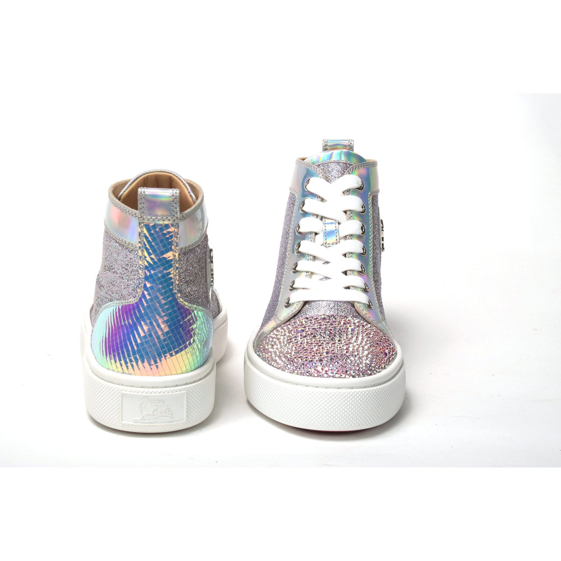 Christian Louboutin Ab/Silver Super Lou Strass Fla Sneakers