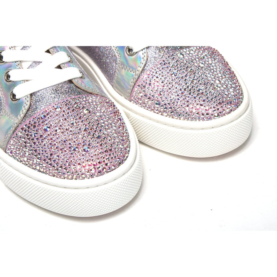 Christian Louboutin Ab/Silver Super Lou Strass Fla Sneakers