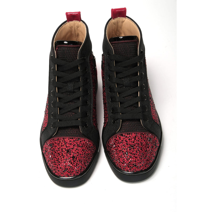 Christian Louboutin Red Black Louis Junior Spikes  Sneaker Shoes