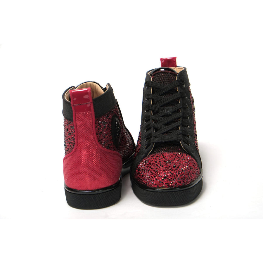 Christian Louboutin Red Black Louis Junior Spikes  Sneaker Shoes