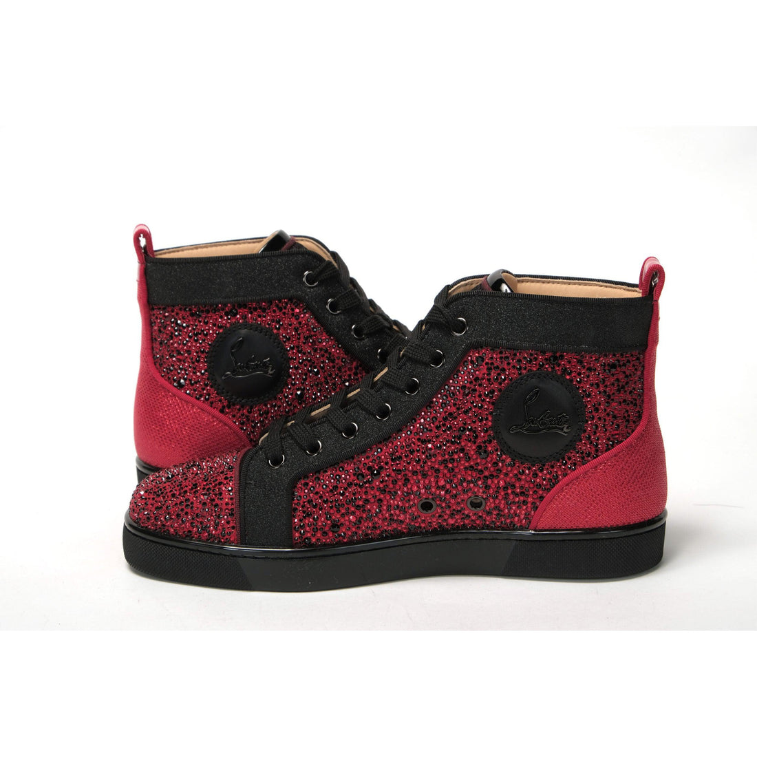 Christian Louboutin Red Black Louis Junior Spikes  Sneaker Shoes