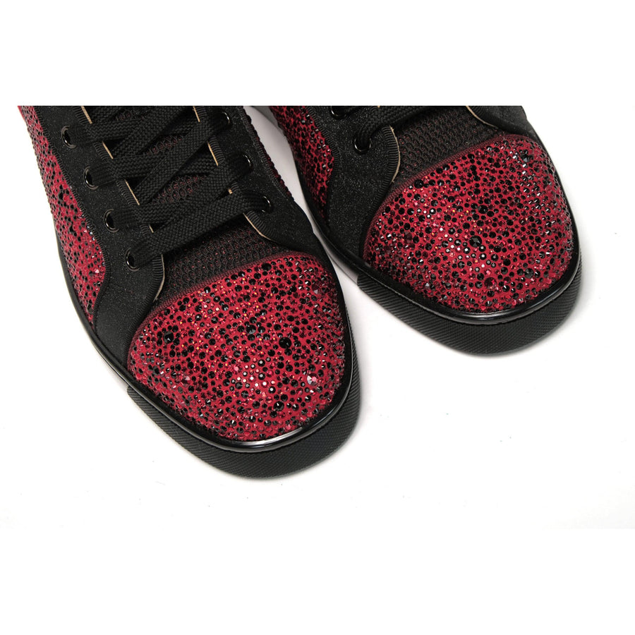 Christian Louboutin Red Black Louis Junior Spikes  Sneaker Shoes