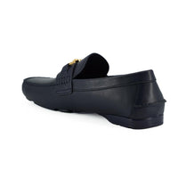 Versace Elegant Navy Blue Calf Leather Loafers