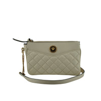 Versace Elegant White Lamb Leather Crossbody Pouch