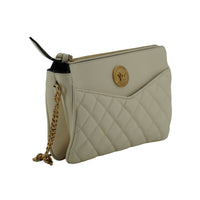 Versace Elegant White Lamb Leather Crossbody Pouch