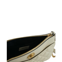 Versace Elegant White Lamb Leather Crossbody Pouch