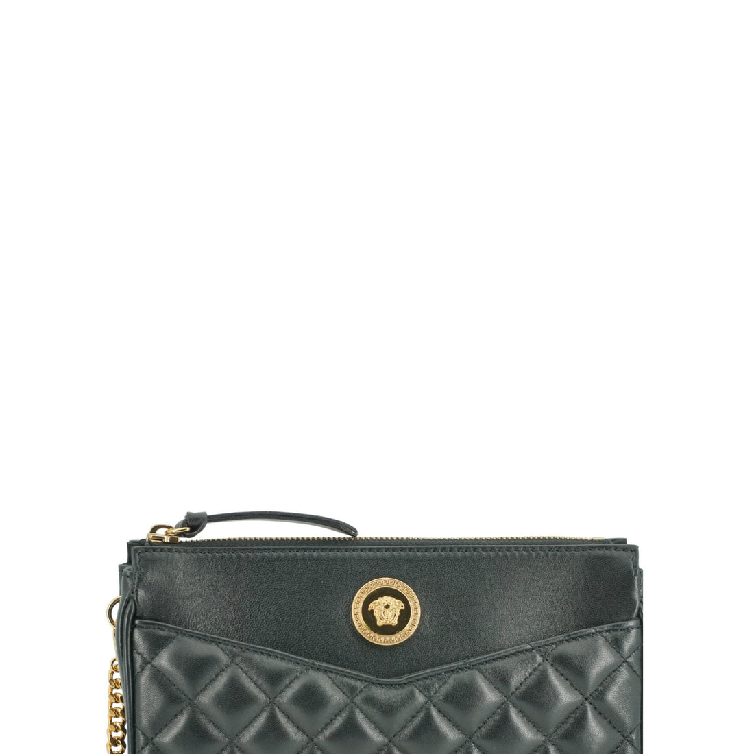 Versace Elegant Black Lamb Leather Crossbody Pouch