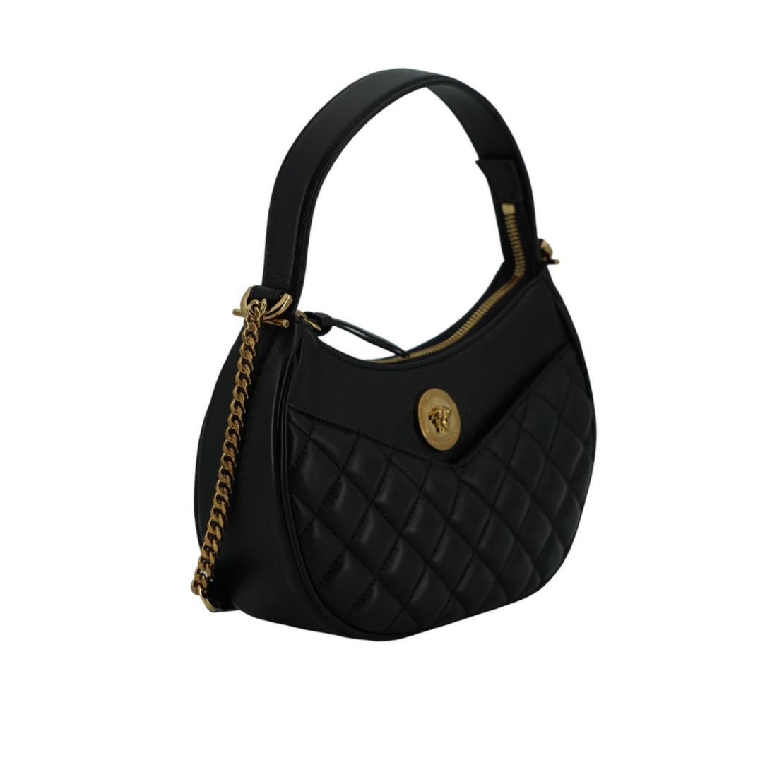 Versace Elegant Half Moon Leather Shoulder Bag