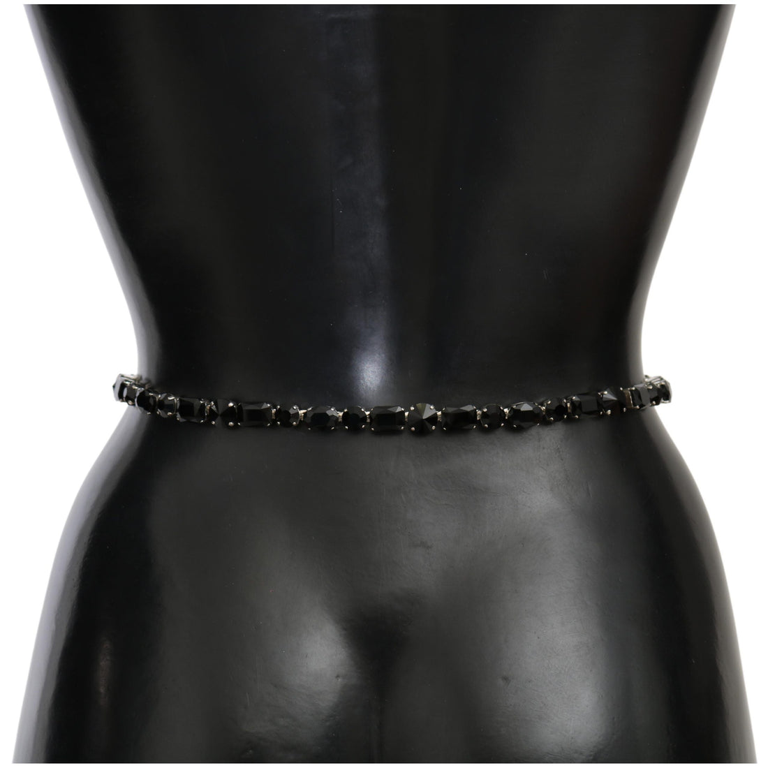 Dolce & Gabbana Luxurious Black Crystal-Embellished Leather Belt