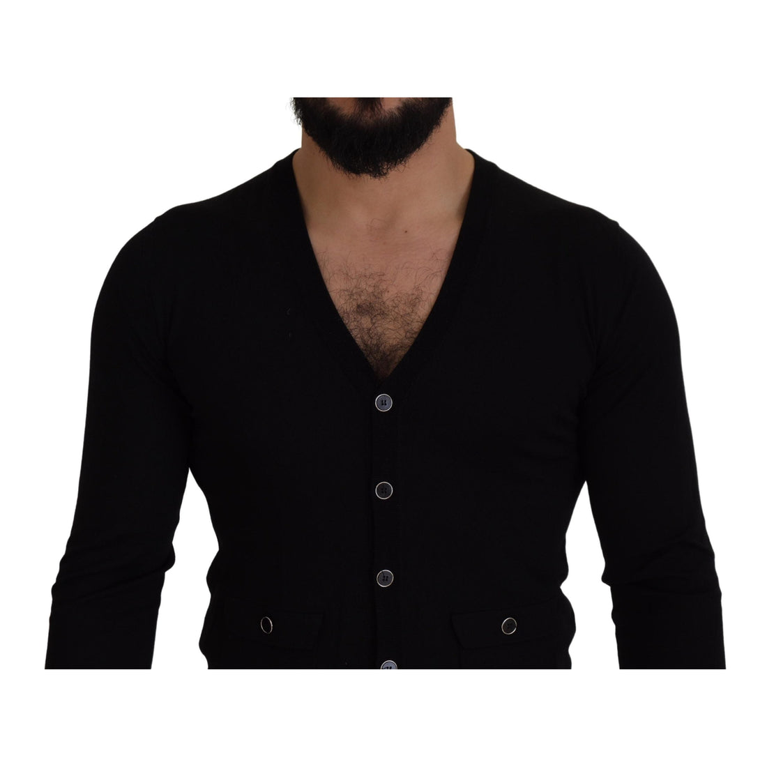 Dolce & Gabbana Elegant Wool Buttoned Black Cardigan