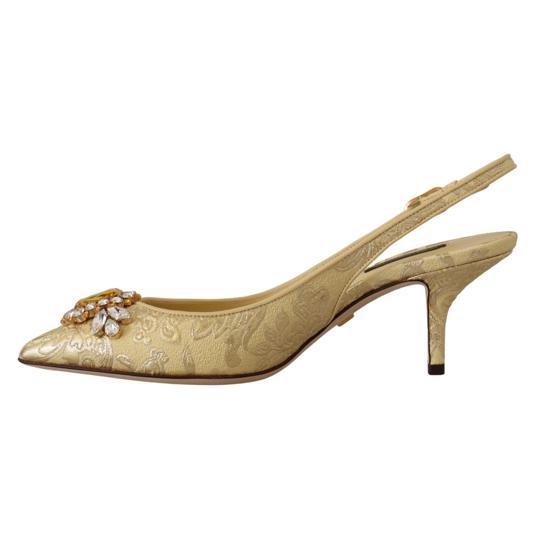 Dolce & Gabbana Gleaming Gold Crystal Slingback Heels