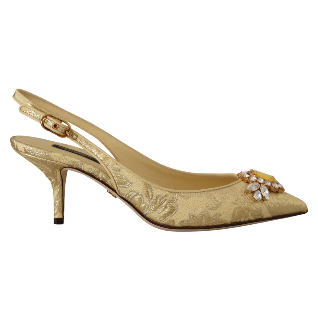 Dolce & Gabbana Gleaming Gold Crystal Slingback Heels