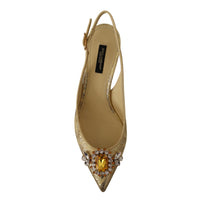 Dolce & Gabbana Gleaming Gold Crystal Slingback Heels