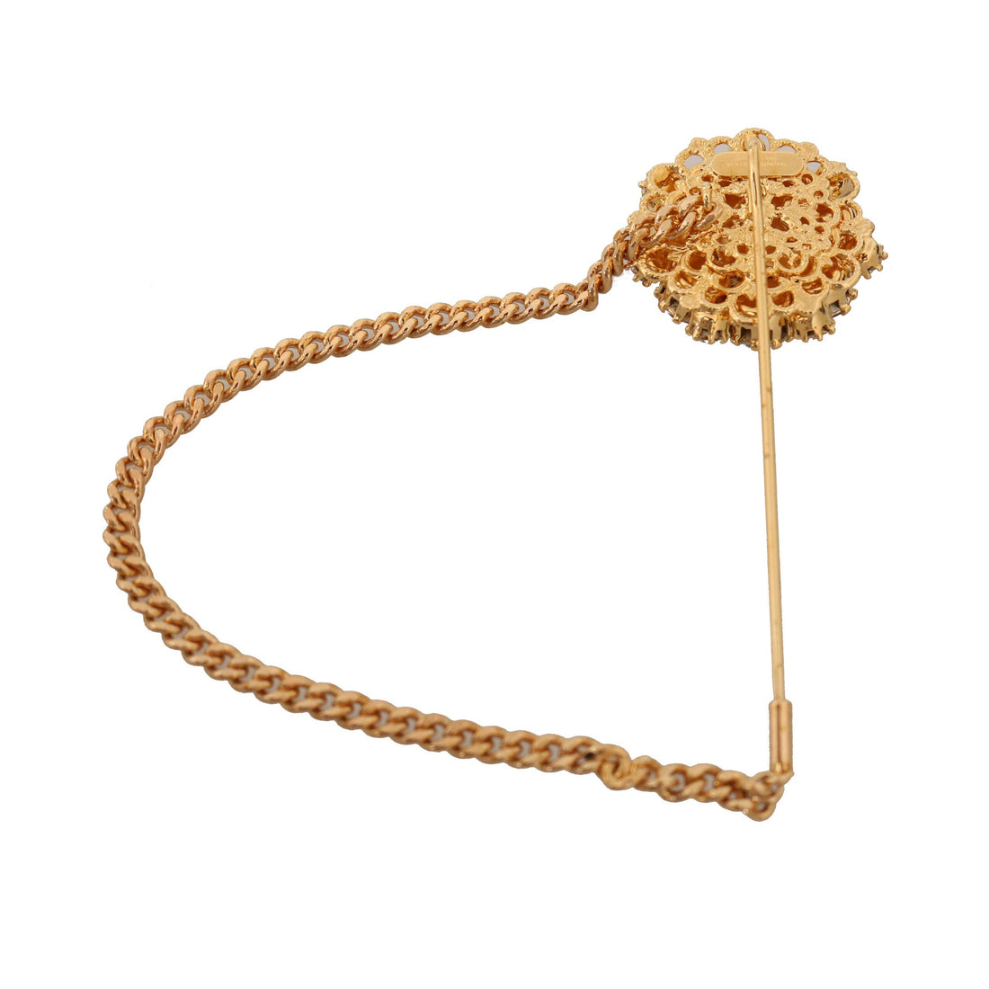 Dolce & Gabbana Exquisite Crystal-Embellished Gold Brooch