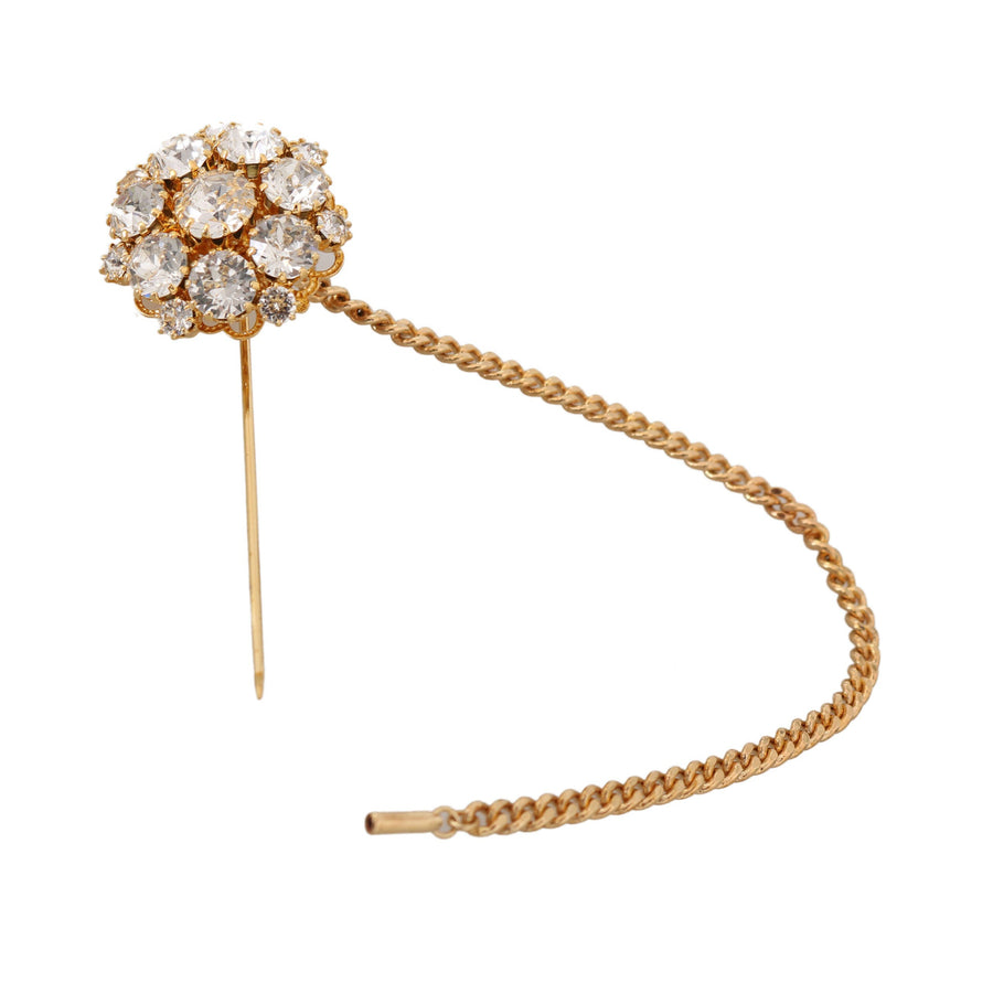 Dolce & Gabbana Exquisite Crystal-Embellished Gold Brooch